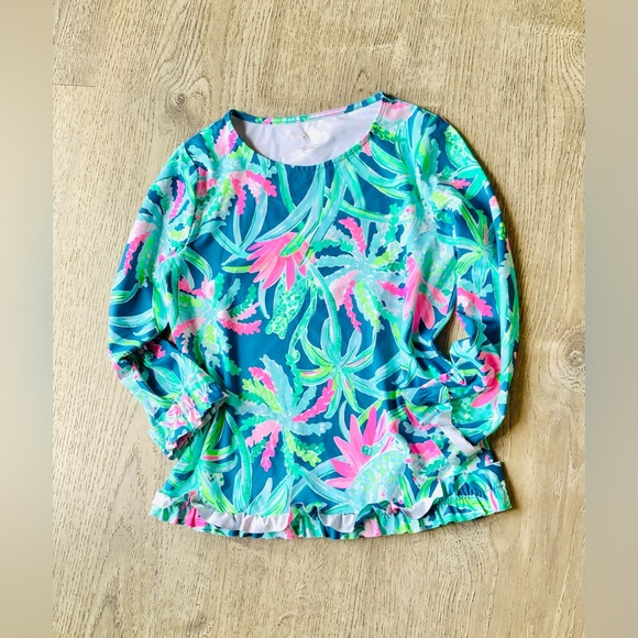 Lilly Pulitzer Other - Lilly Pulitzer LS Tropical Swim Top Girls 14
